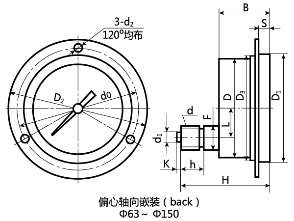 PZT-偏心轴向带前法兰边嵌装式（IV）